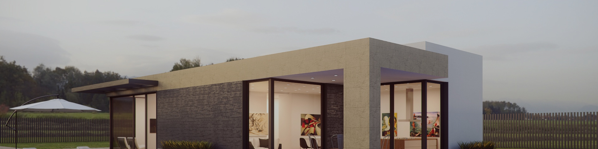 Modern Central Valley home at dusk